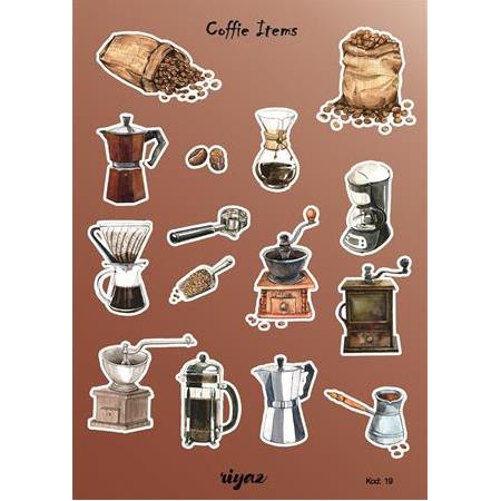 Coffie İtems-  Sticker, Kod:19